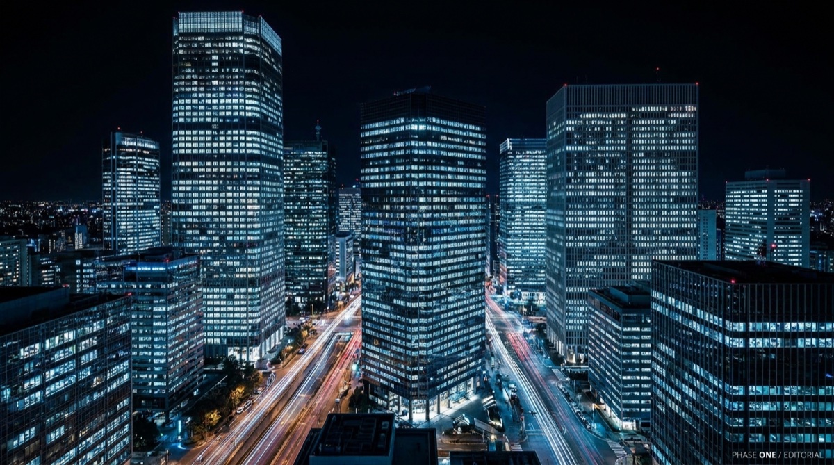 Financial district at night — the markets where our clients operate